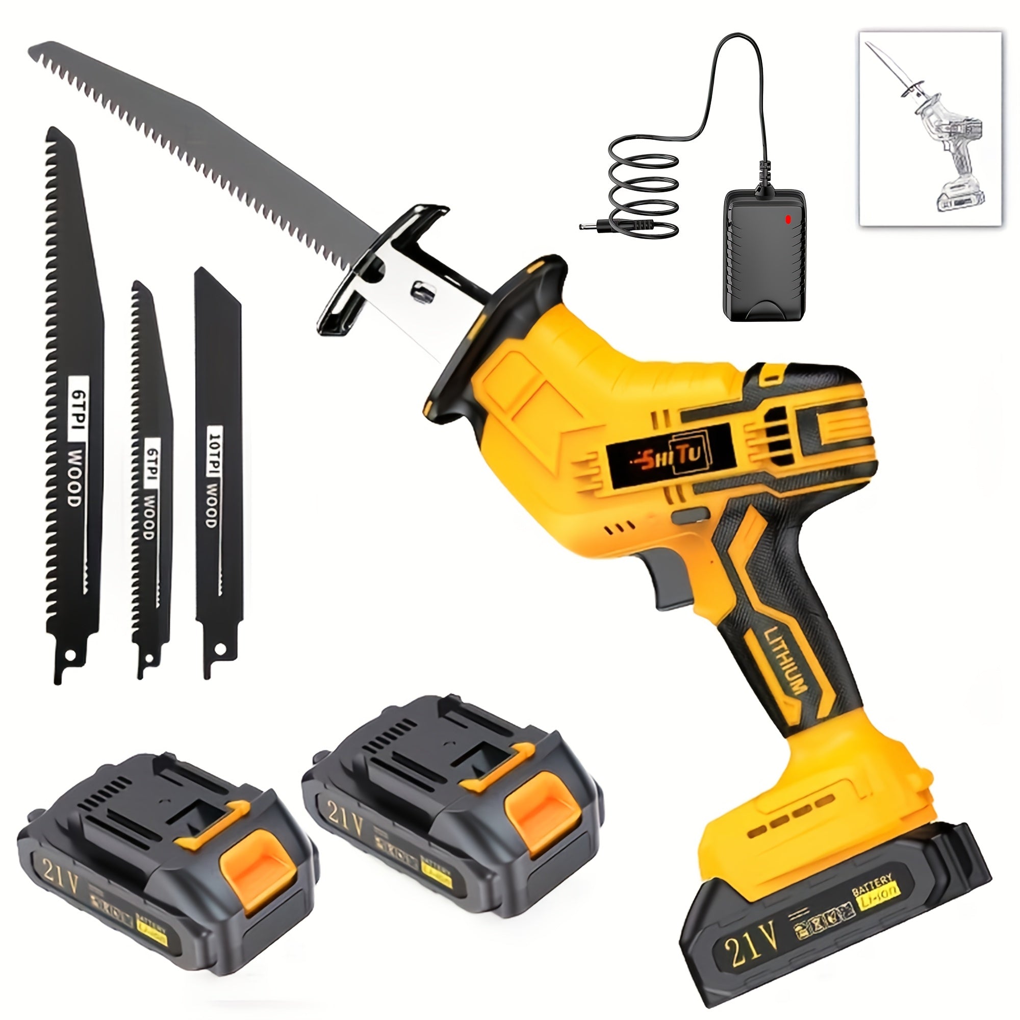 Cordless Reciprocating Saw – Lithium-Ion Battery, Electric Saw for Cutting Trees, Wood & Soft Metal, Portable for Home & Outdoor Use, Gift for Men, Boyfriends & Fathers