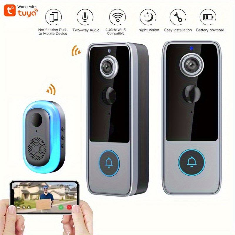 Video Doorbell, Wireless Smart Doorbell, Battery, Standby Time 180 Days, AI Face Recognition And Motion Detection, 1080P HD Video Shooting, Active Wake-Up Doorbell, with Night Vision, Two-Way Audio, Free Storage of Pictures
