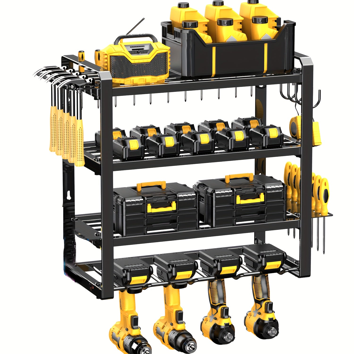 Wall Mounted Power Tool Rack, Heavy-Duty Metal Garage Tool Storage Organizer for Cordless Drills, Saws & Electric Tools, Easy Install Tool Display Holder for Garage, Workshop & Shed