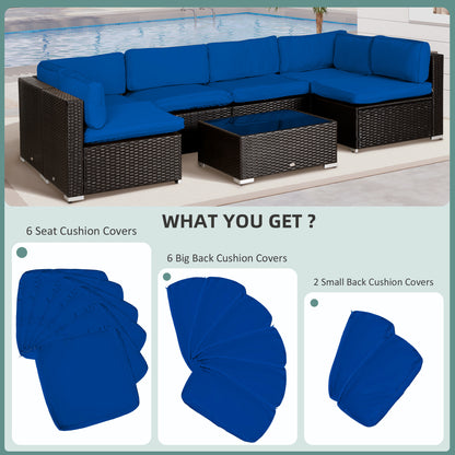 Outdoor Cushion Covers 14 Pcs Replacement for Rattan Sofa Set Polyester Waterproof Dustproof Machine Washable Zipper Closure Navy Blue - Patio Garden Furniture Covers, Canada