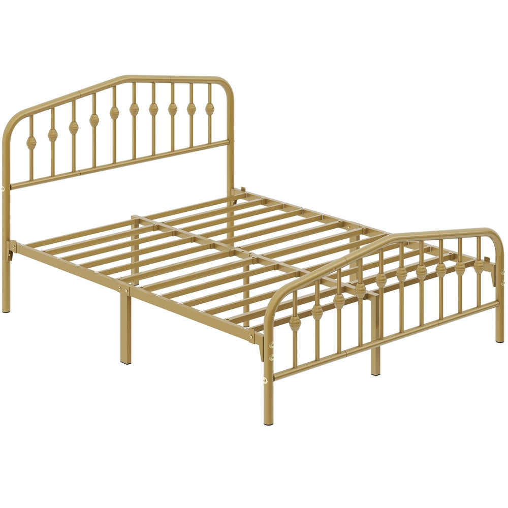ALDEN DESIGN Bed Frame, Modern Metal Bed Frame with Arched Headboard & Foot Board, Metal Bed Frame, Spacious Under bed Storage Space, Heavy Duty Slat Support, No Box Spring Needed, Queen/Full/Twin, Black/White