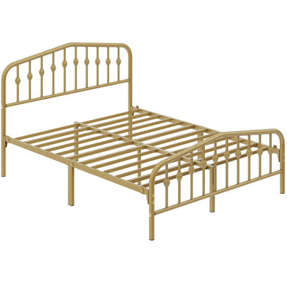 Metal Platform Bed Frame with Arched Headboard Footboard Queen Full Twin No Box Spring 800 lb Capacity Underbed Storage - ALDEN DESIGN Modern Bed, Black White, Canada