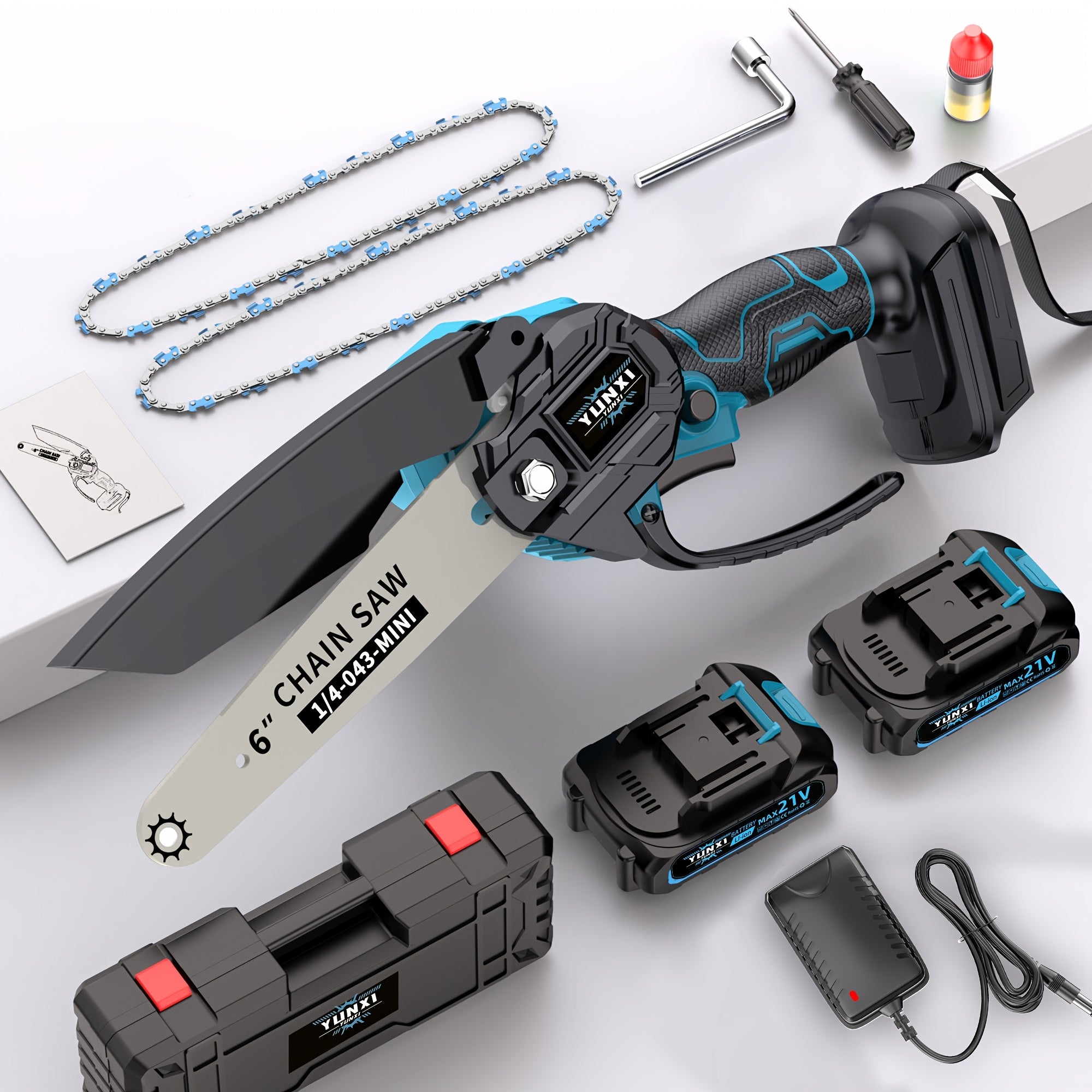 Cordless Mini Chainsaw Handheld - Lightweight Battery-Powered Electric Chainsaw for Tree Trimming & Branch Pruning - Compact One-Hand Garden Chainsaw for Home Yard, Wood Cutting & Outdoor Use