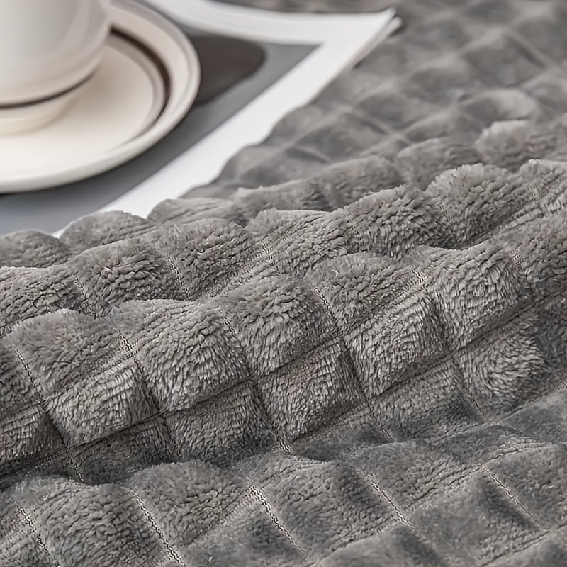 Solid Colour Plush Throw Blanket – Soft Warm Sofa Blanket for Naps, Office, Camping & Pets | All-Season Bedspread Gift Blanket | White Khaki Grey | Multiple Sizes