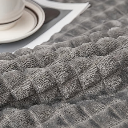 Solid Colour Plush Throw Blanket – Soft Warm Sofa Blanket for Naps, Office, Camping & Pets | All-Season Bedspread Gift Blanket | White Khaki Grey | Multiple Sizes