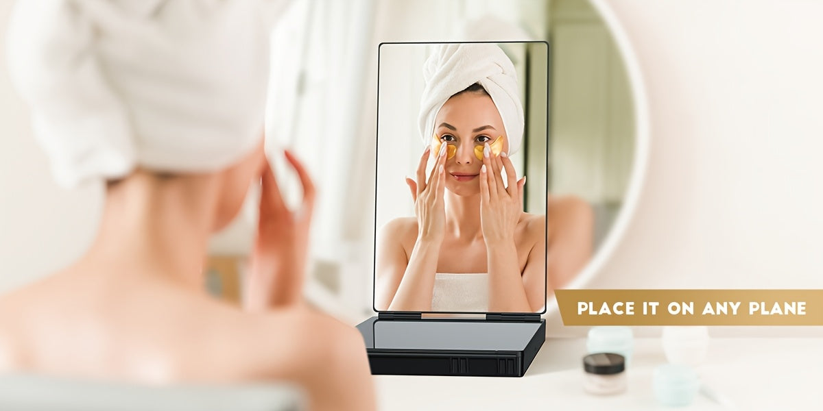 360-Degree Viewing Angle Hair Cutting Mirror, 3-Way Self Haircut Mirror with Clear Anti-Fog HD Glass, USB Rechargeable, Plastic Frame, Beauty And Personal Care Mirror, Wedding Gift, Triple Fold Mirror, Limited Time Discount, Wedding Easter Gifts