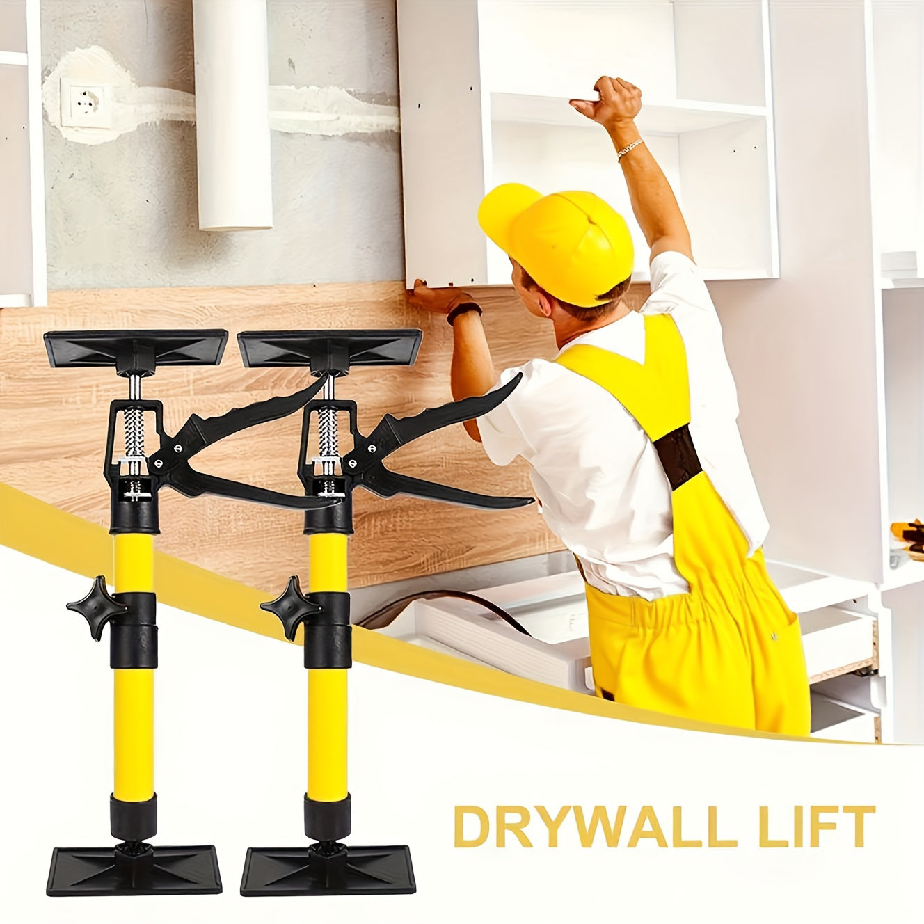 1/2pcs Adjustable Telescopic Support Rods | Alloy, Anti-Slip Woodworking Installation, Door Lift Support Tool for Cabinet Jacks