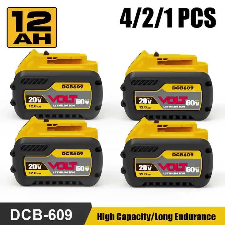 DeWalt 20V 60V MAX Replacement Battery 12.0Ah – DCB609 Compatible, Works with DCB606 DCB612 & All DeWalt 20V/60V Power Tools & Chargers | 1/2/4-Pack