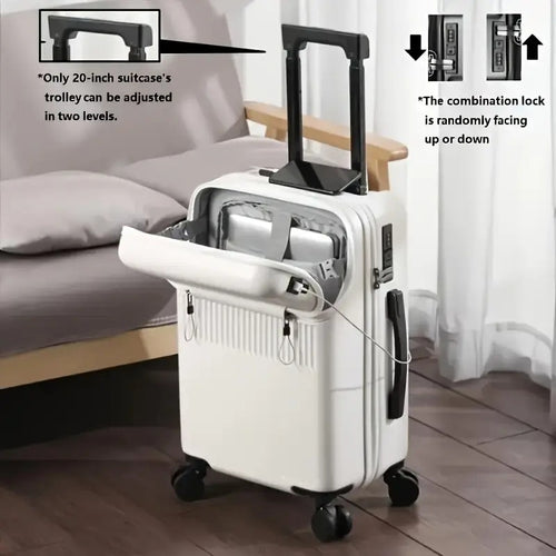 20" Multifunctional Carry-On Suitcase with USB Port & Cup Holder – ABS Spinner Wheels, TSA Lock, Wet/Dry Separation, Tablet Hook | Large Capacity Business Travel Luggage | 5 Colours | ShopVora CA