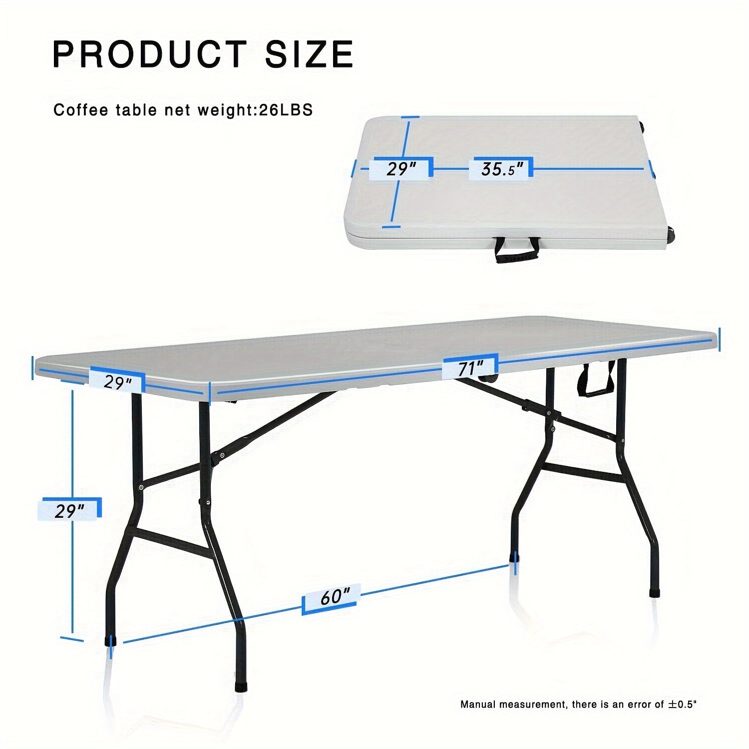 Outdoor Folding Table 4FT 6FT Portable Plastic Camping Dining Party Table with Carrying Handle Fold Up Table for Picnic BBQ Beach Backyard Events Wedding Market Stall Commercial Use Canada