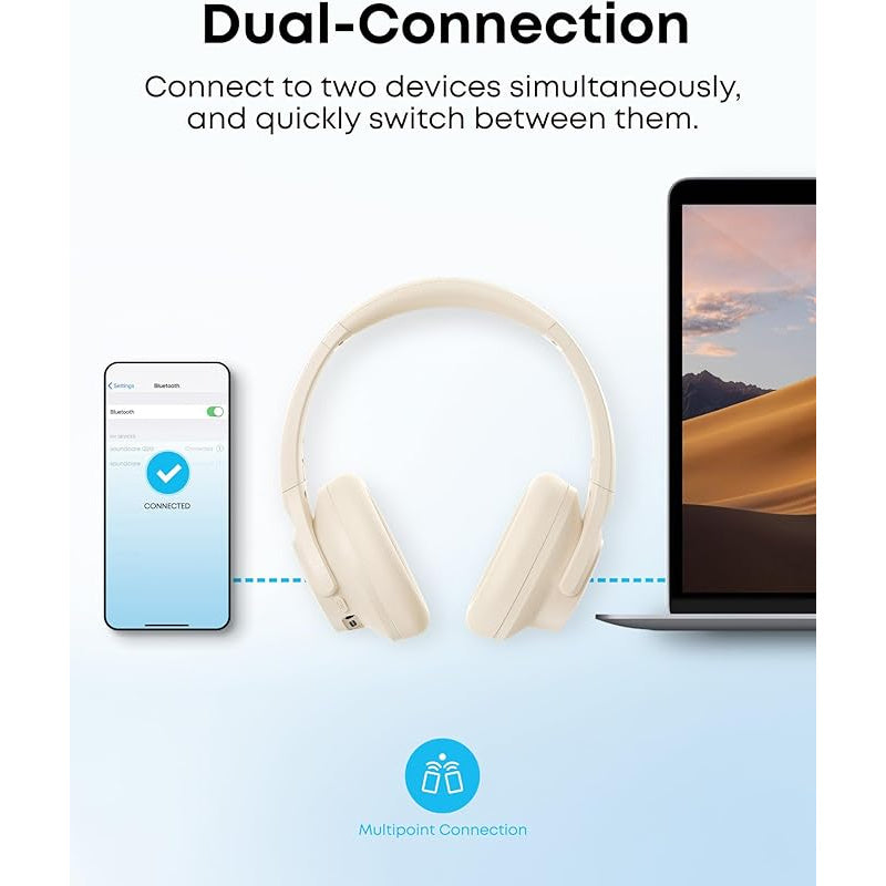 soundcore by Anker Q20i Hybrid Active Noise Cancelling Headphones, Wireless Over-Ear Bluetooth, 40H Long ANC Playtime, Hi-Res Audio, Big Bass, Customize via an App, Transparency Mode, Ideal for Travel (Renewed)