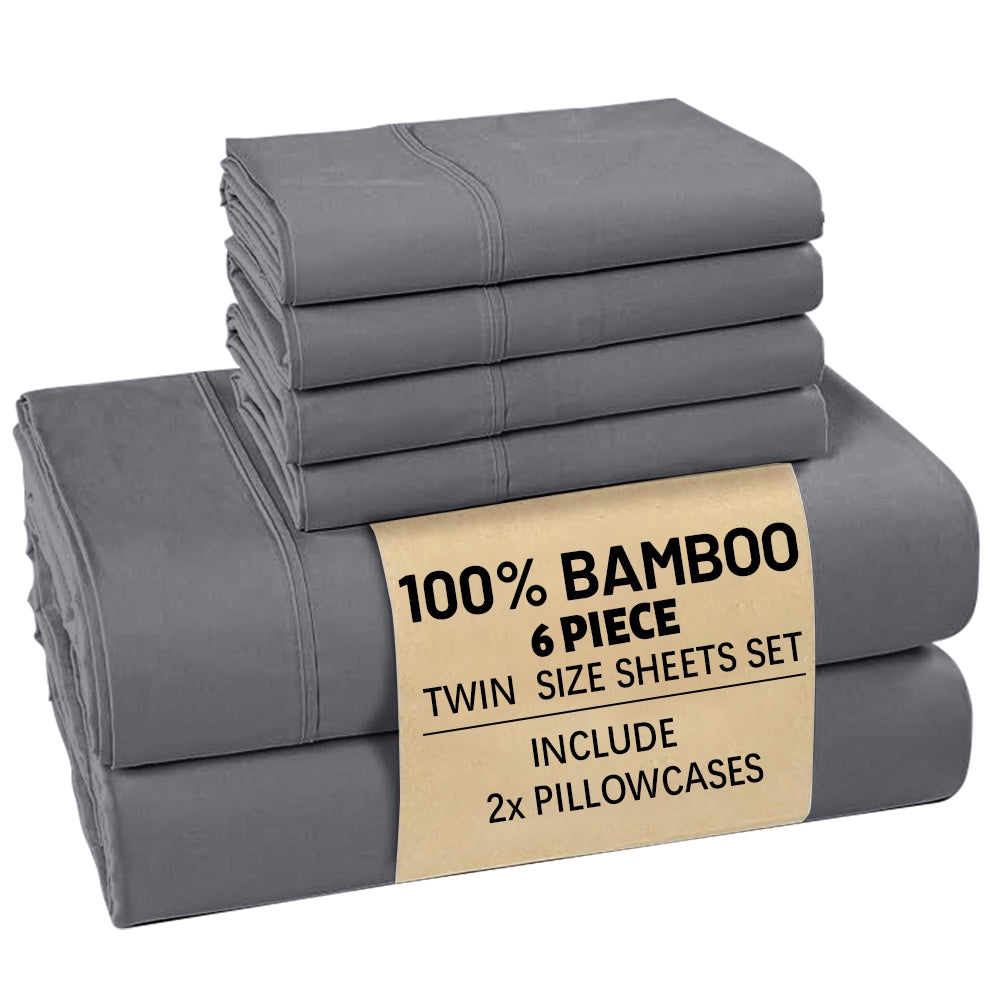 2200TC Luxury 100% Viscose from Bamboo Sheets Set - 4/6pcs Bed Sheet Set Ultra Soft Bamboo Sheet - Super Cooling & Breathable - Perfect for Hot Sleepers Hotel-Quality Bedding Sheets Set Bamboo Sheets Sets King Size Queen Bamboo Sheets All-Season Bed