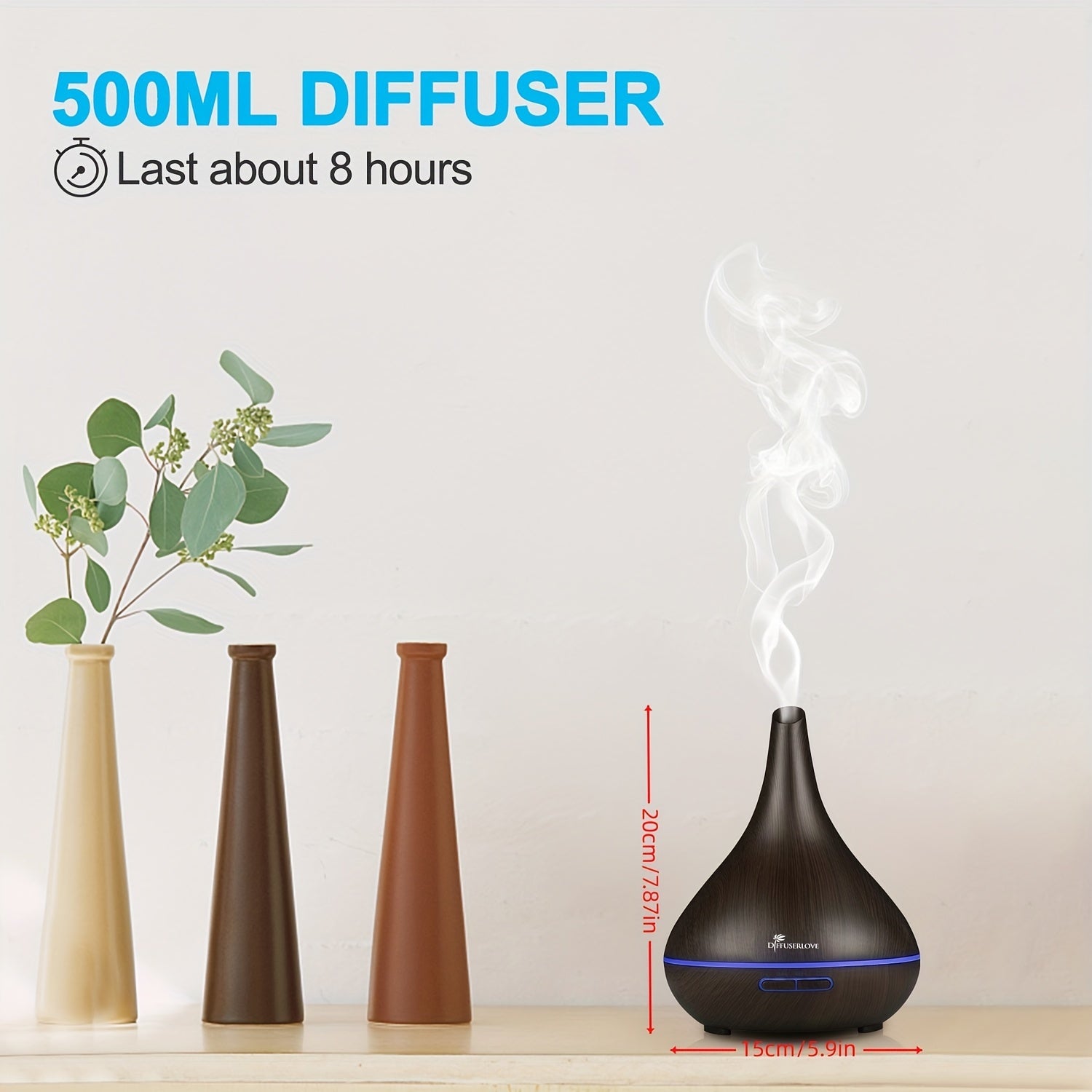 Essential Oil Diffuser with 12 Essential Oils 16.91oz Ultrasonic Humidifier – 7-Colour LED Night Lamp, Timer & Auto Shut-Off, Quiet Aromatherapy Diffuser for Home, Bedroom & Office Canada