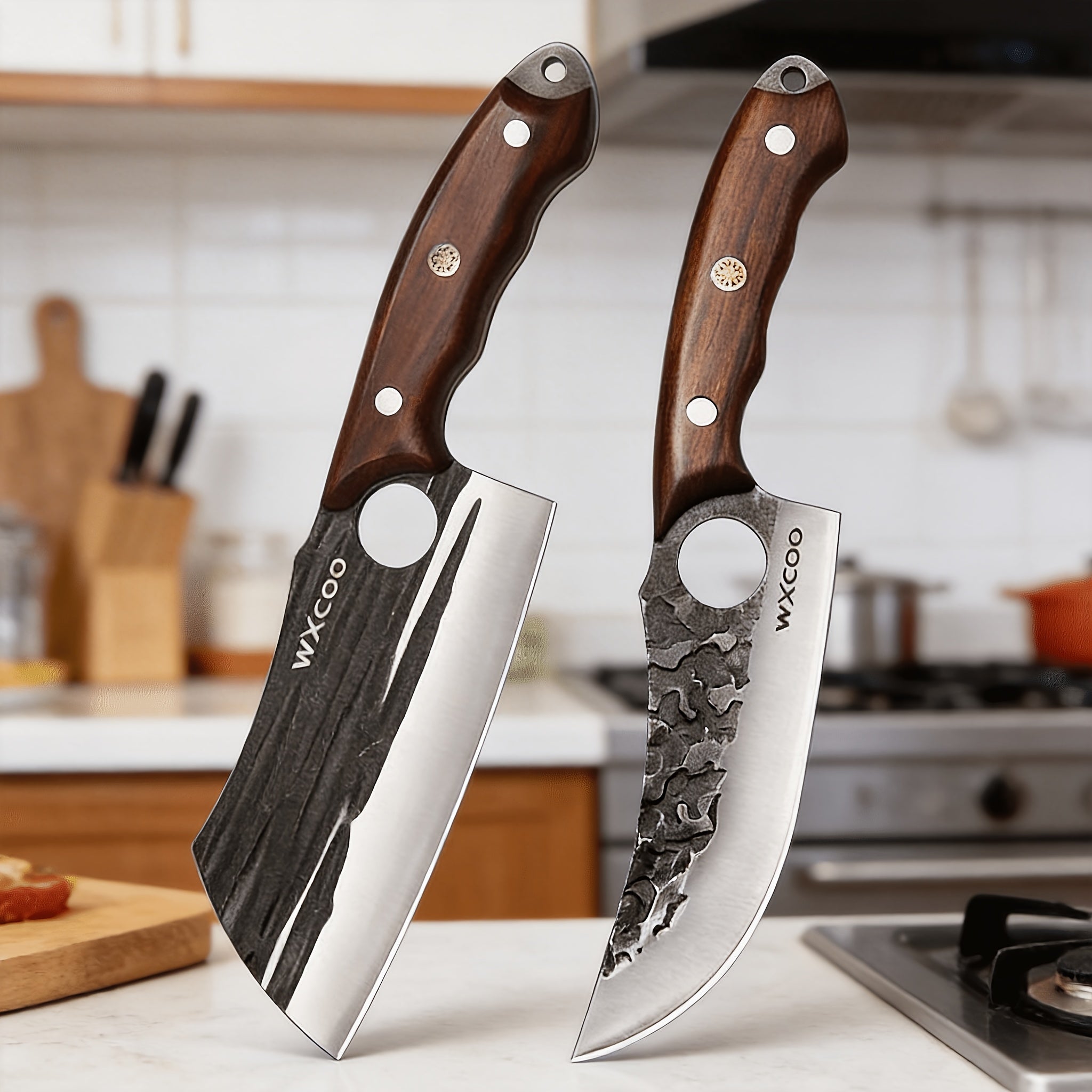 Stainless Steel Kitchen Knife Set 2/4pcs – Sharp Chef Boning Fruit Knives with Ergonomic Wood Handle for Home Cooking, Women's Kitchen Gift