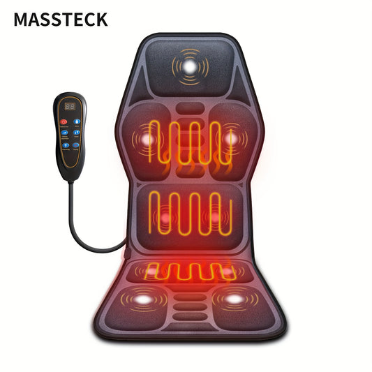 MASSTECK Massager Seat Cushion for Couch, Chair, Massager Mat with Heat, Lumbar Traction &, 9 Vibration Motors And Triple Back Heating Pad, Full Body Massager for Back Waist Hip Leg, Massage Gift for Mom/Dad/Women/Men