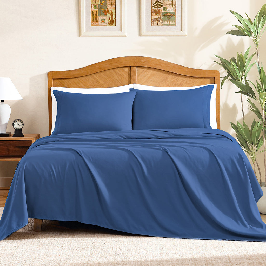 3/4pcs 14 Inch Deep Pocket Sheet Set – Lightweight, Breathable and Cooling – Wrinkle and Fade Resistant, Hotel Luxury–Ideal for Home, Dorms and Cool Summer Nights – Great Fall Winter Gift – Pillowcase, Flat Sheet, Fitted Sheet, Twin Full Queen King