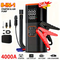 7000A Peak 12V Portable Emergency Jump Starter with Air Compressor, -C Fast, 12V Battery Charger, LED Light, Mobile Power Source, And Tire Inflator - 5-In-1 Multifunctional Emergency Power Unit, Plug Adapters, 24V/48V Input, 12V Output