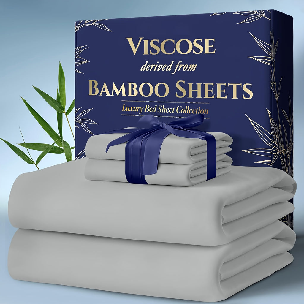 Bedding Sheet & Pillowcase Sets Cooling Bed Sheets King Set - Luxurious & Ultra-Soft King/Kids Size Cooling Sheets for Hot Sleepers - Comfortable & Cool Bamboo Viscose Sheets Deep Pockets for Bedroom Children's Room