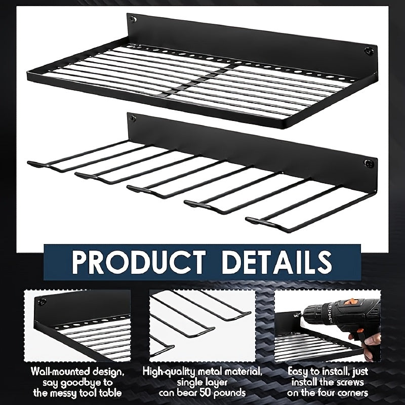Wall Mounted Power Tool Storage Rack, Garage Tool Storage Rack, And Storage Rack with Screw Rack/Pliers Rack/Hammer Rack, 4Layer8Drill, 3Layer7Drill, 4Layer4Drill, 2Layer4Drill, A Gift for The Family, Storage Racks