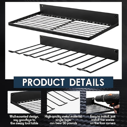 Multi-Layer Garage Tool Storage Rack Wall Mounted with Drill Holder Screw Rack Pliers Rack Hammer Rack – Power Tool Organizer for Workshop Shed, Multiple Size Options, Great Gift for Men