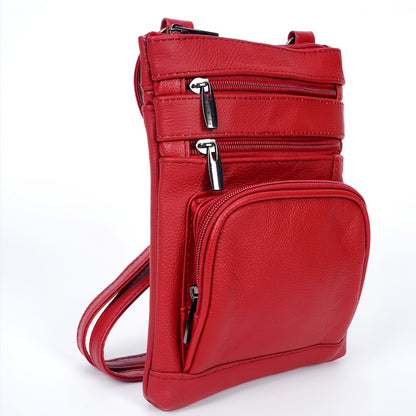 Genuine Leather Shoulder Bag with Adjustable Strap – Multifunctional Messenger Crossbody Handbag with Smartphone Pocket | Regular & Plus Sizes | 10 Colours | ShopVora CA