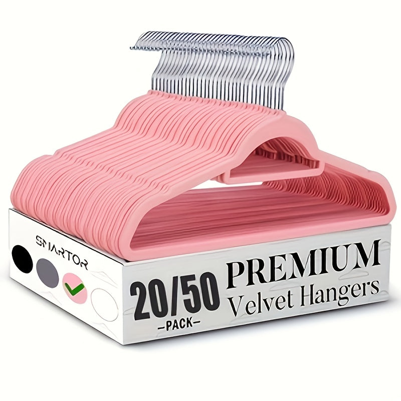 Velvet Hangers 20 & 50-Pack with 360° Rotating Hooks – Non-Slip Felt Coated, Space-Saving Closet Organizer for Coats, Pants & Suits | Heavy-Duty Wardrobe Storage Solution | ShopVora CA