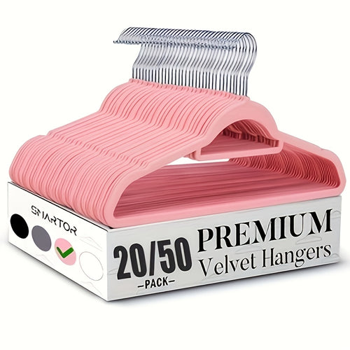 Velvet Hangers 20 & 50-Pack with 360° Rotating Hooks – Non-Slip Felt Coated, Space-Saving Closet Organizer for Coats, Pants & Suits | Heavy-Duty Wardrobe Storage Solution | ShopVora CA