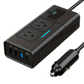 200W Car Power Inverter Newly Car Plug Adapter Outlet Charger DC 12V To 110V Car Inverter With 1. 2A&2. 4A USB, 1 QC3. 0 USB And 1 Type C Ports Black, Without Battery