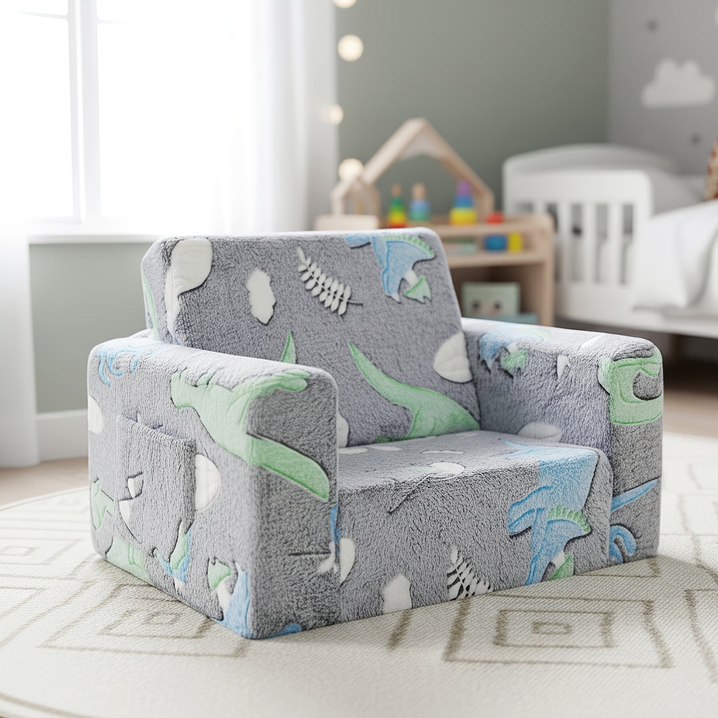 Kids Sofa Bed Chair Foldable Plush Lounger 2-in-1 Convertible Toddler Couch with Armrest Machine Washable Stackable Multipurpose Furniture for Bedroom Playroom Living Room Nursery Canada