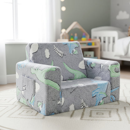 Kids Sofa Bed Chair Foldable Plush Lounger 2-in-1 Convertible Toddler Couch with Armrest Machine Washable Stackable Multipurpose Furniture for Bedroom Playroom Living Room Nursery Canada