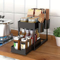 2-Layer Under-Sink Cabinet Organizer with Sliding Drawers, Hooks & Storage Cups – Bathroom & Kitchen Utility Rack, 1 or 2 Pack, Black & White | ShopVora CA
