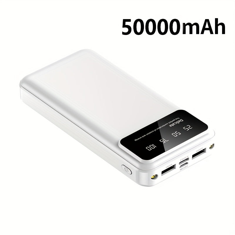 50000mAh Large Capacity Portable Power Bank with LED Display, Flashlight & Fast Charging – Emergency Backup Battery for Phones, Tablets & Electronics, Camping & Travel