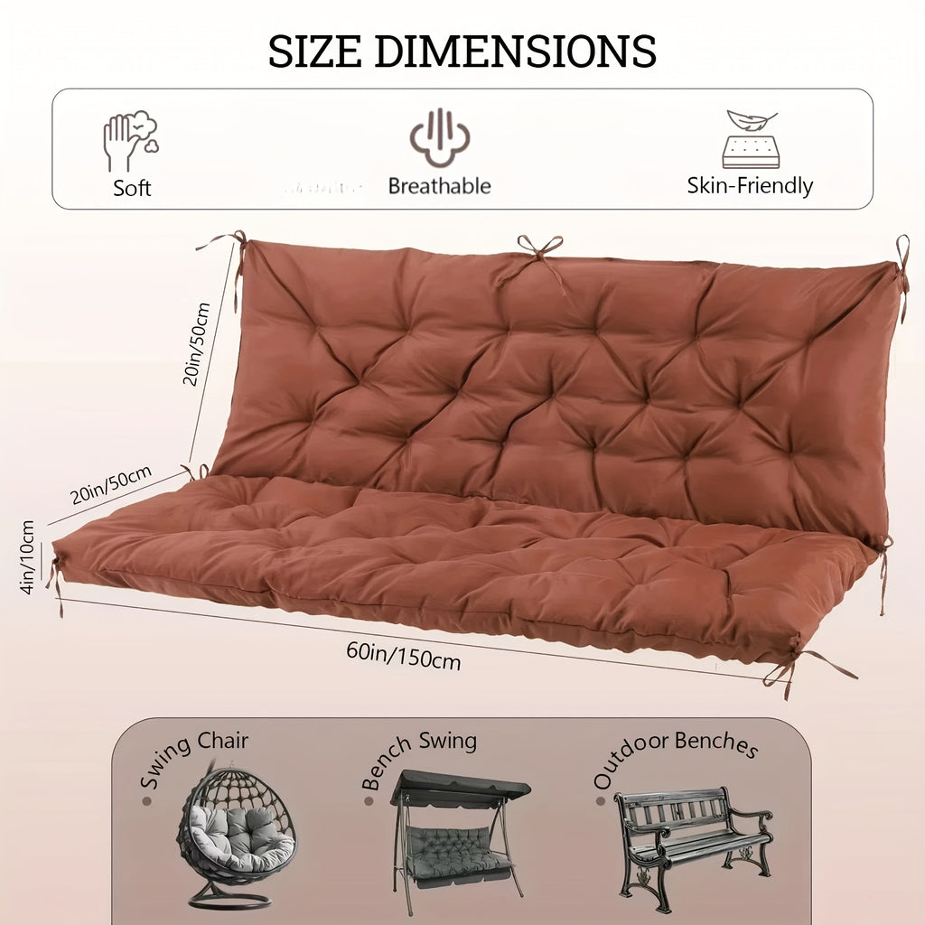 59x39 Inch Outdoor Patio Furniture Cushions, Patio Furniture Cushions with Back And Straps,, 4 Inch Thick, Porch Swing Cushions for Lawn, Backyard And Garden(Swing Not Included)