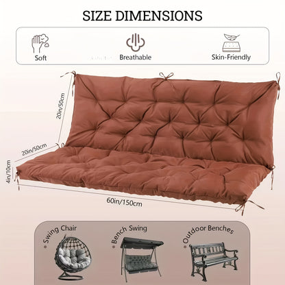 59x39 Inch Outdoor Patio Swing Cushion 4 Inch Thick Water-Resistant Fade-Resistant Porch Swing Cushion with Back Support and Attachment Straps for Lawn Backyard Garden Bench Patio Furniture Dark Brown Navy Blue Green Gray Red Canada