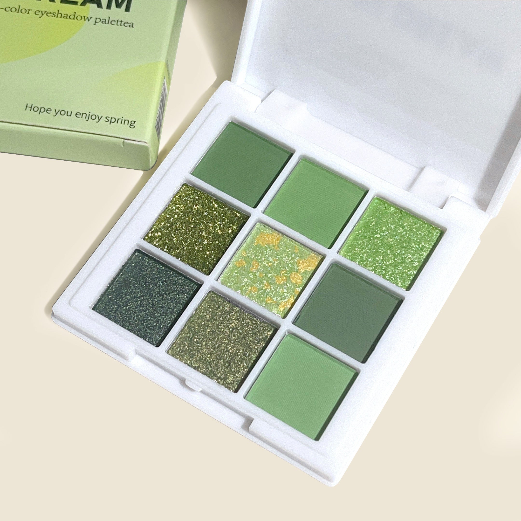 Avocado Green 9 Color Eyeshadow Palette - Features Bright Matte And Shimmery Finishes, Highly Pigmented Glitter Eye Makeup Palette, Water-Resistant, Long-Lasting, Makeup, Ideal for Music Festivals, Parties, And Everyday Use