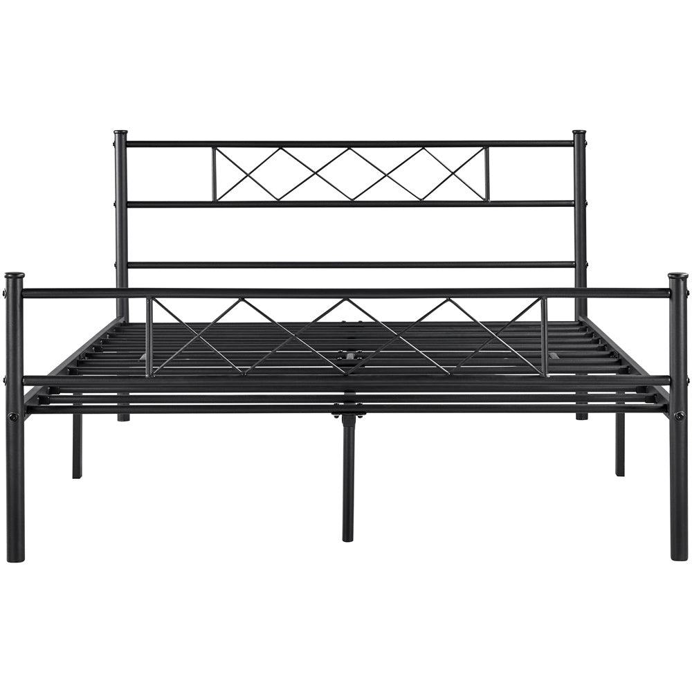 Metal Platform Bed Frame with Cross Design Headboard and Footboard - Industrial Style, 12 Metal Slats, Under-Bed Storage, Twin Full Queen, Black or White, for Bedroom Dorm Apartment Canada