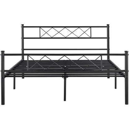 Metal Platform Bed Frame with Cross Design Headboard and Footboard - Industrial Style, 12 Metal Slats, Under-Bed Storage, Twin Full Queen, Black or White, for Bedroom Dorm Apartment Canada
