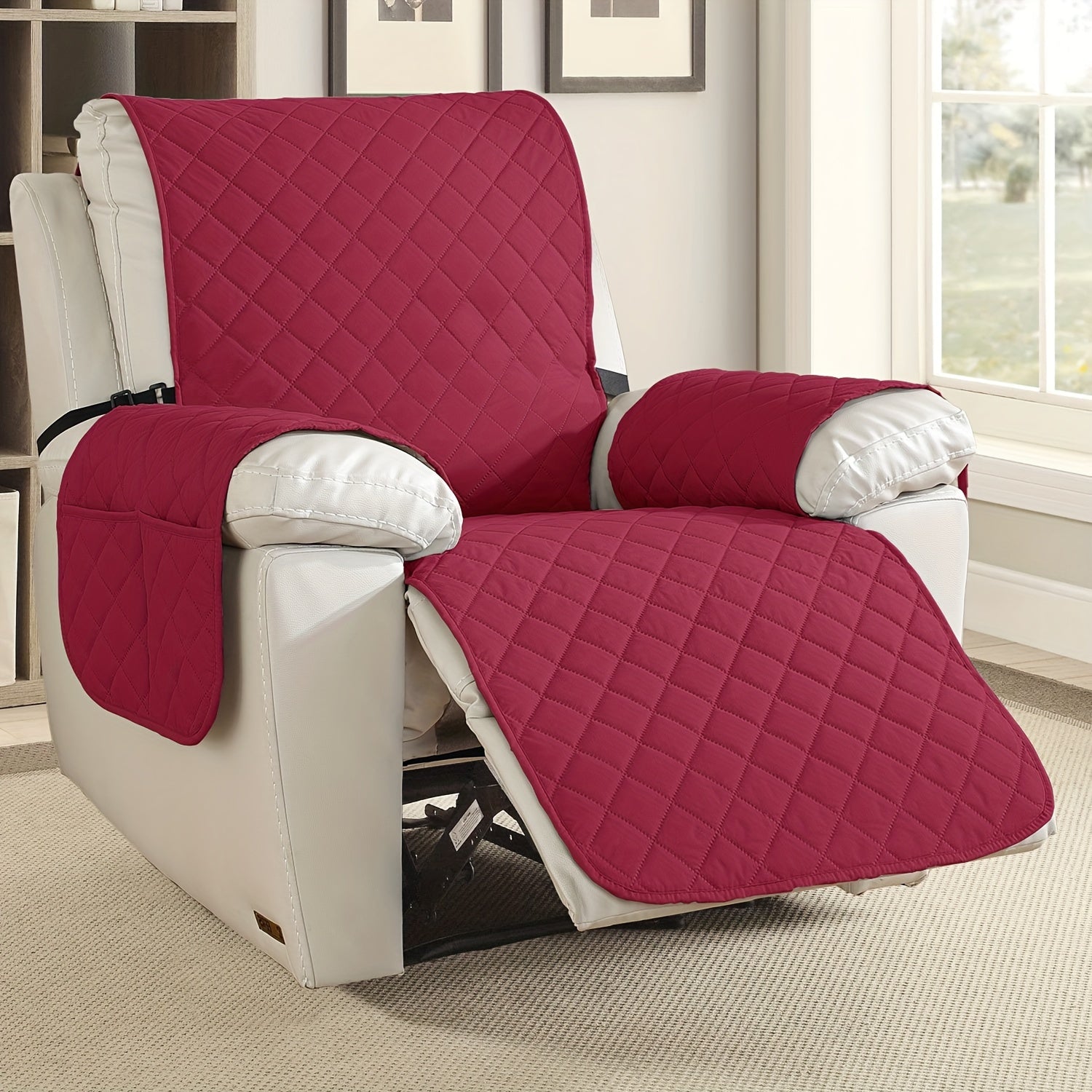 1pc 100% Modern Recliner Chair Cover, Non Slip Recliner Covers for Recliner Chair with Pocket, Pet-Friendly Sofa Protector, Machine Washable, with Drawstring Closure for Armchair to 4-Seater Sectionals for Office House Halloween Decor