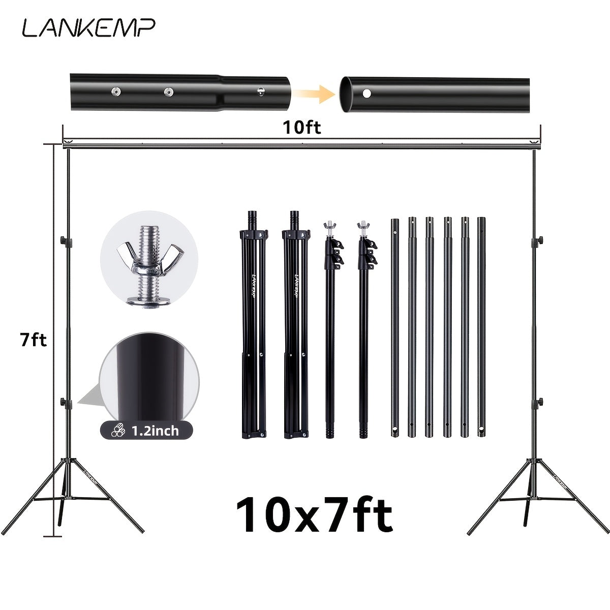 Photo Backdrop Stand Kit, 10 X 7 Ft Back Drop Adjustable Frame for Photography, Photoshoot Banner Background Support Holder for Parties Decoration