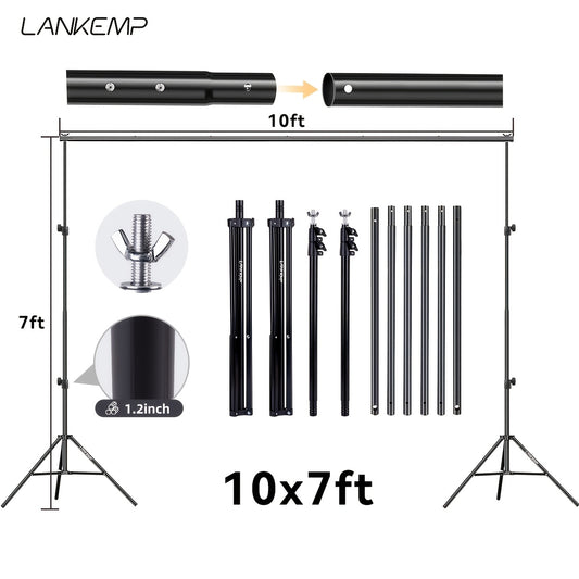 Photo Backdrop Stand Kit, 10 X 7 Ft Back Drop Adjustable Frame for Photography, Photoshoot Banner Background Support Holder for Parties Decoration