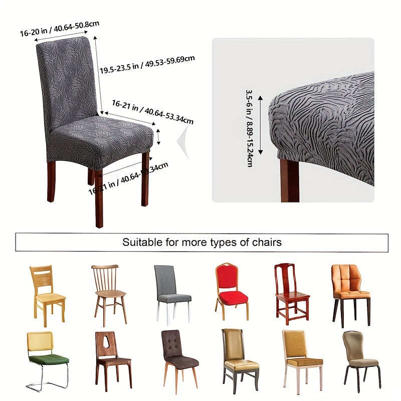 4/6pcs Waterproof Chair Covers for Dining Room, Stretch Jacquard Dining Chair Slipcovers Removable Washable Chair Protector for Kitchen, Hotel, Restaurant