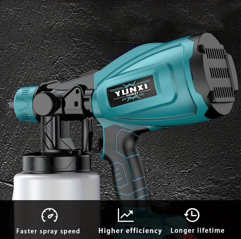 Cordless Electric Paint Spray Gun - Rechargeable Lithium Battery HVLP Sprayer for Home Walls, Furniture, Cabinets, Fences & Doors - Wireless High-Voltage Airless Painting Tool, Easy to Clean