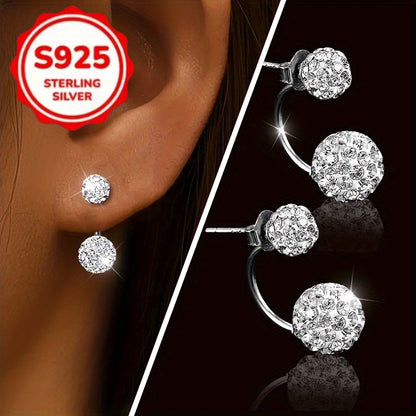 S925 Sterling Silver Sparkling Ball Stud Earrings for Women – Shiny Bling Half-Wrapped Drop Earrings, Low Allergy, Versatile for Daily Wear, Parties & Banquets | ShopVora CA