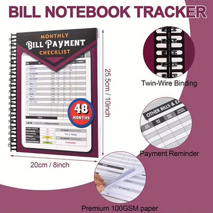 48-Month Bill Payment Planner & Financial Organizer – Monthly Household Budget Tracker, 4-Year Expense Log Book, Paper Notebook for Home Finance Management