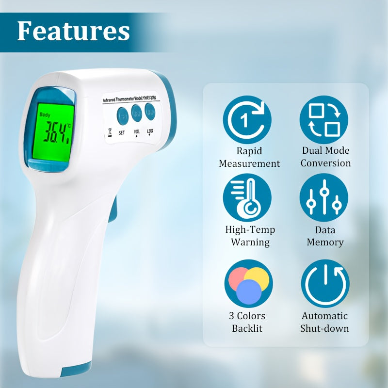 1pc Home Forehead Thermometer with LCD Display, Infrared Forehead Touch-Free Thermomete, Instant And Accurate 1-Second Readings, 3-In-1 Thermometer, Includes Fever Alarm, Silent, And Memory Modes, Easy to Use, Suit for Home, Travel, Medical Use