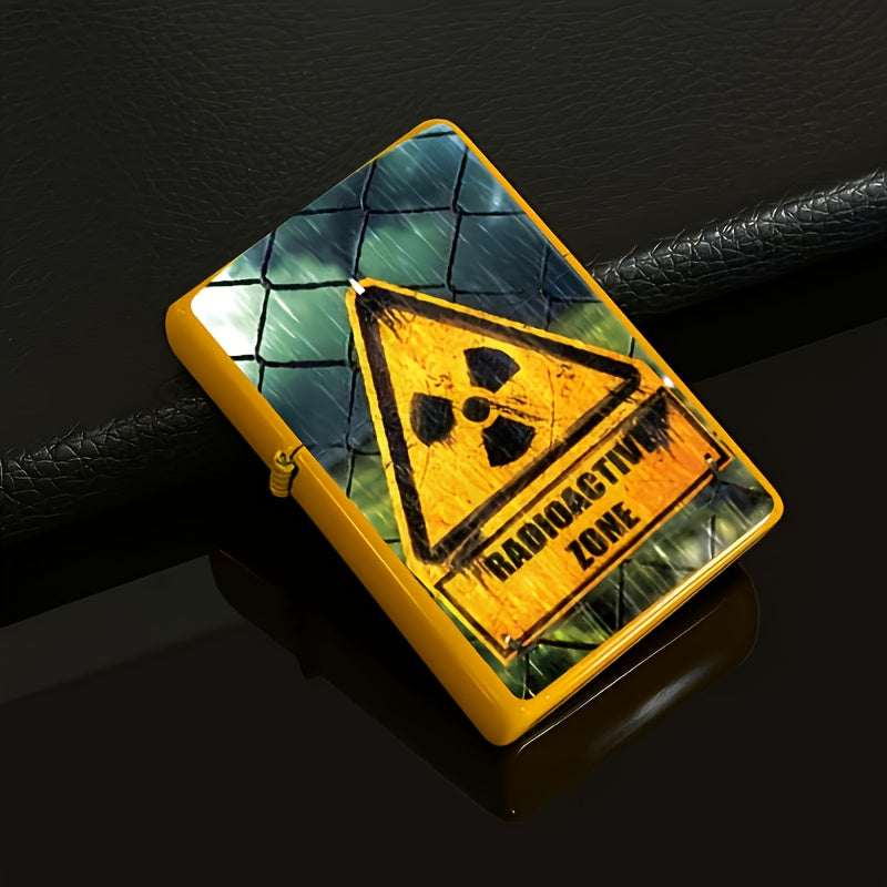 Retro Windproof Lighter – Vault Tech Industries Radiation-Themed Metal Lighter Case, Steel Wheel Ignition, Collectible Gift for Men & Women, Gaming & Retro Enthusiasts (Fuel-Free)