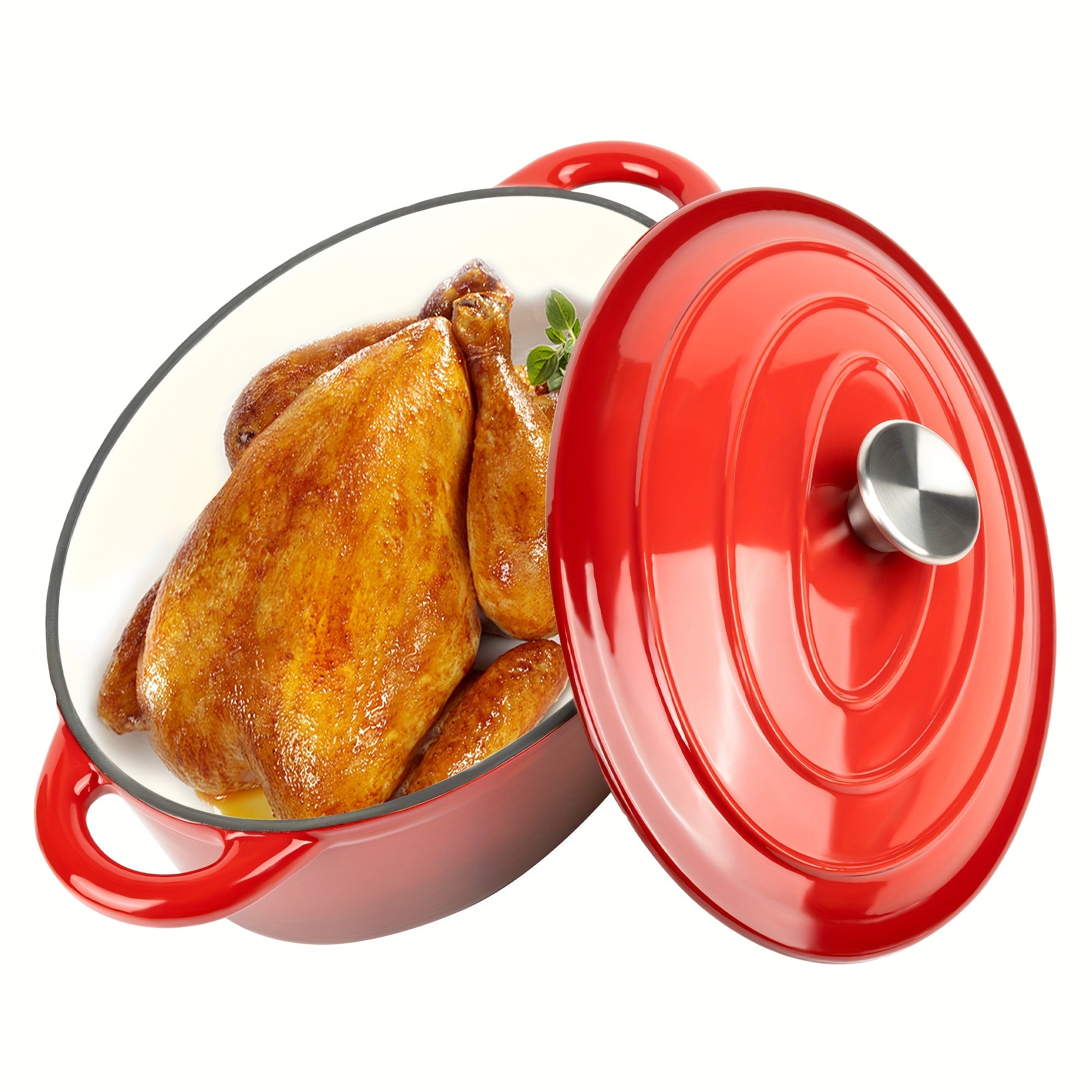 Enameled Cast Iron Dutch Oven 4.5 QT Oval with Lid & Dual Handles – Non-Stick Enamel Coated Cookware for Cooking, Bread Baking & Braising, Kerilyn Dutch Oven Pot for Canadian Kitchens, Multiple Colours