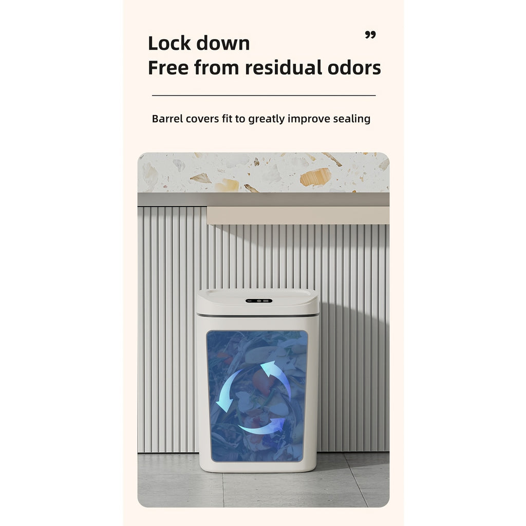Large Smart Sensor Trash Can - Automatic Odor-Proof Smart Sensor Trash Can - Silent Closure, Easy And Modern Design, Suitable for Kitchen, Bathroom, Living Room, Office - Battery Powered (AA Batteries Not Included)