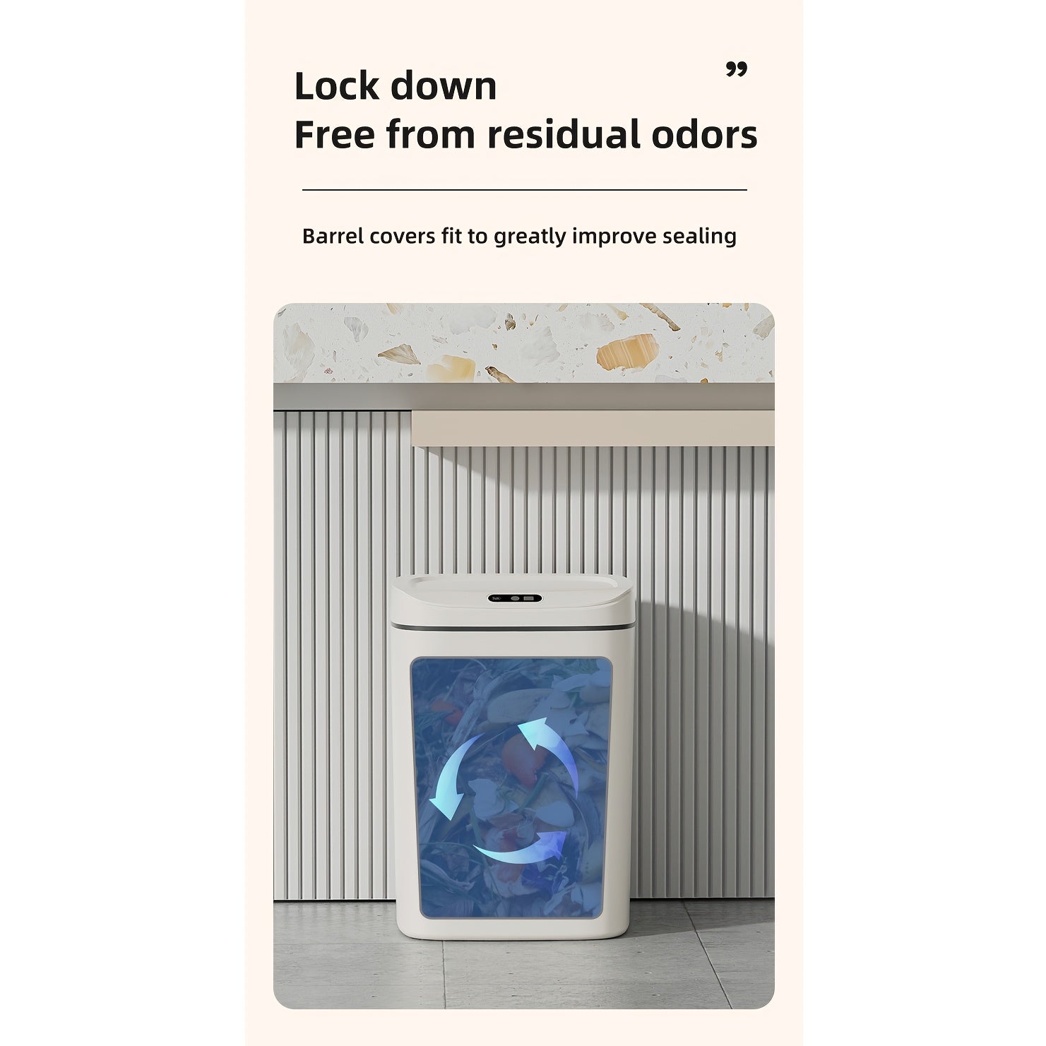 Large Smart Sensor Trash Can - Automatic Odor-Proof Smart Sensor Trash Can - Silent Closure, Easy And Modern Design, Suitable for Kitchen, Bathroom, Living Room, Office - Battery Powered (AA Batteries Not Included)