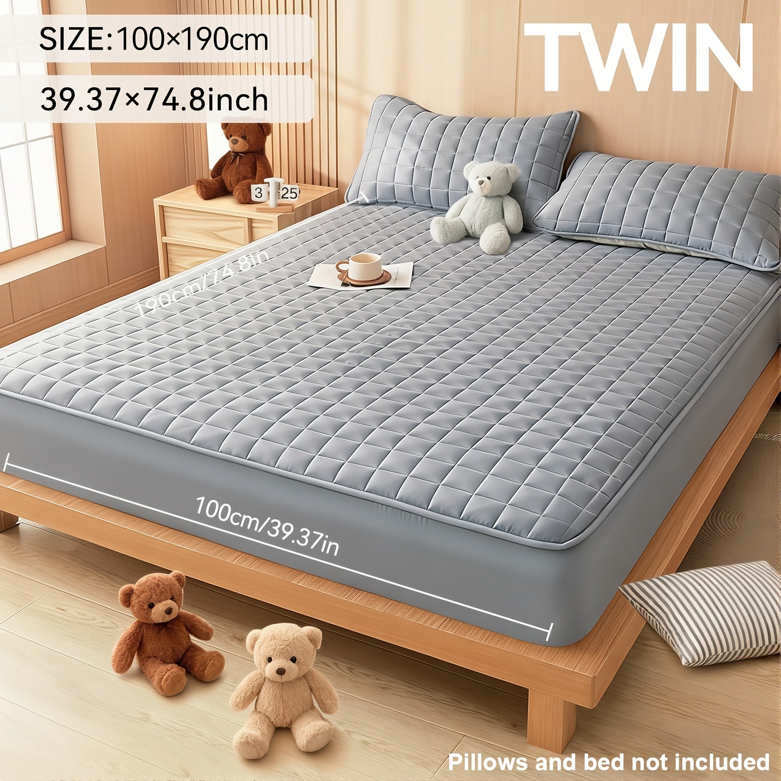 Waterproof Mattress Protector Cover Fitted Sheet Thickened Breathable Mattress Topper Pad Twin Full Queen King Size Bedroom Guest Room Hotel Comfortable Durable Bed Cover
